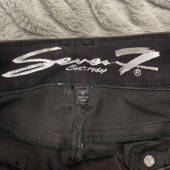 Seven7 Jeans Womens 6 Skinny Black High Rise Stretch Denim Embroidered Pockets - Picture 4 of 12